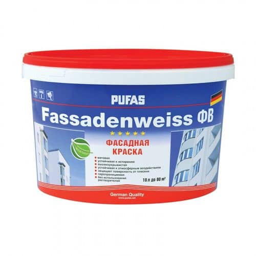 Купить Краска PUFAS Fassadenweiss D в/д фасадная 10 л по низкой цене