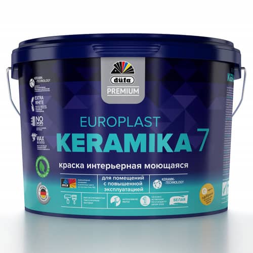 Купить Краска интерьерная dufa PREMIUM Europlast Keramika 7 белая 9 л база 1 по низкой цене