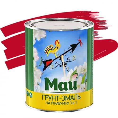 Купить Грунт-эмаль Май 3 в 1 по ржавчине красная 1,9 кг по низкой цене