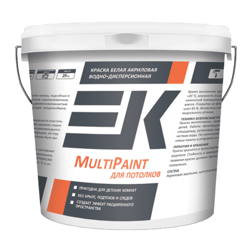 Купить Краска ЕК MultiPaint белая акриловая водно-дисперсионная для потолков 1,5 кг по низкой цене
