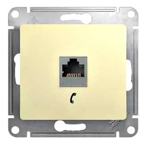 Купить Розетка телефонная Schneider Electric Глосса без рамки бежевая по низкой цене