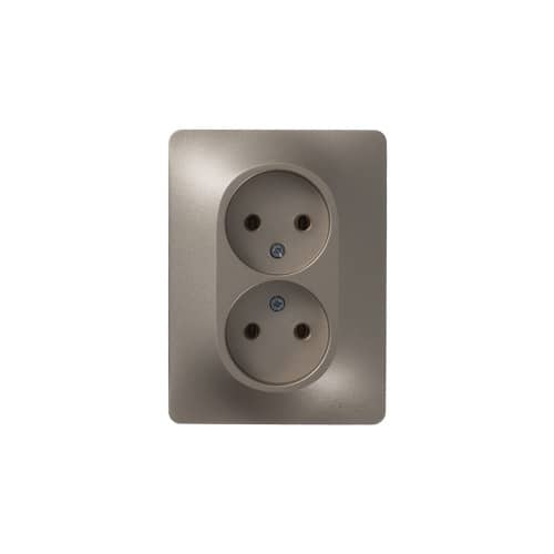 Купить Розетка двойная Schneider Electric Глосса без заземления титан по низкой цене