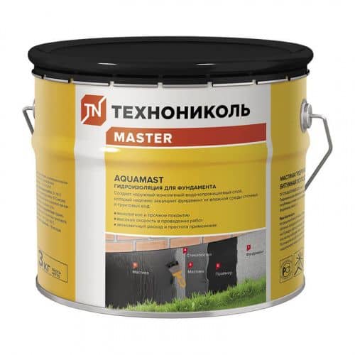 Купить Мастика Технониколь AquaMast для фундамента битумная, гидроизоляционная, 3 кг по низкой цене