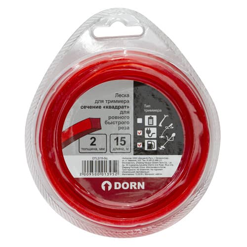 Купить Леска для триммера DORN 2 ммх15 м квадрат по низкой цене