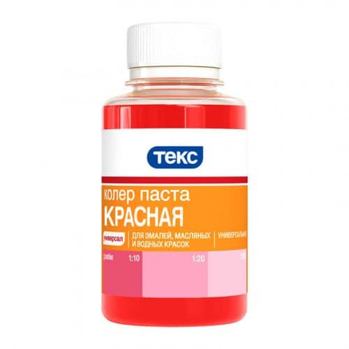 Купить Колер ТЕКС для краски, универсальный, красный 0,1 л по низкой цене