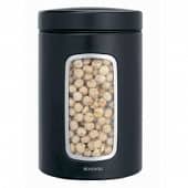 Купить Контейнер Brabantia стальной, для сыпучих продуктов, с окном, черный матовый 1,4 л по низкой цене