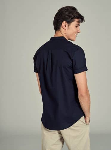 Купить Рубашка Piazza Italia collo coreano синяя по низкой цене