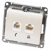 Купить Розетка компьютерная + телефонная Schneider Electric Глосса перламутр по низкой цене
