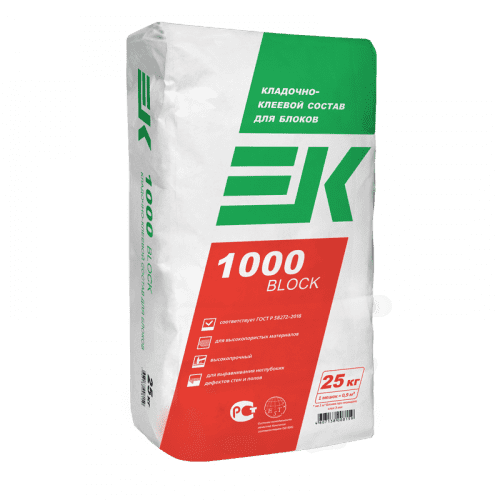 Купить Кладочно-клеевой состав ЕК 1000 BLOCK для монтажа блоков и плит из ячеистого бетона  25 кг по низкой цене