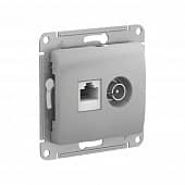 Купить Розетка ТВ + RJ45 Schneider Electric Глосса без рамки алюминий по низкой цене