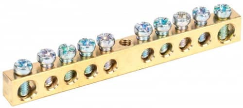 Купить Шина PEN "земля-ноль" 6х9мм 10/1 (10групп/крепеж по центру) IEK YNN10-10-100 по низкой цене