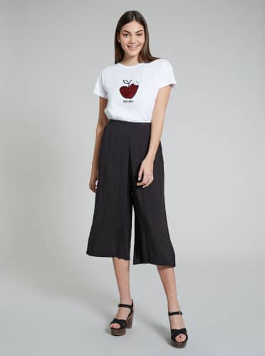 Купить Брюки-кюлоты Piazza Italia чёрные по низкой цене