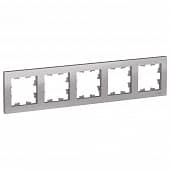 Купить Рамка Schneider Electric Атлас Дизайн 5 постов алюминий по низкой цене