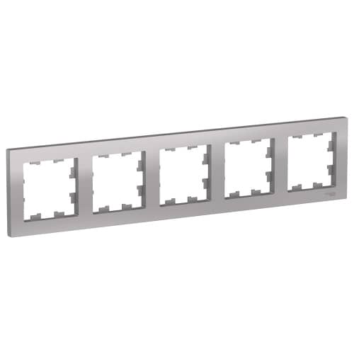 Купить Рамка Schneider Electric Атлас Дизайн 5 постов алюминий по низкой цене