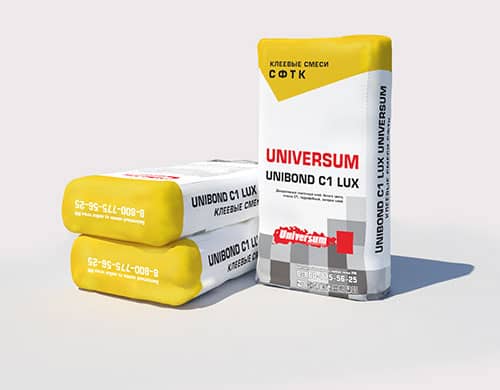 Купить Плиточный клей UNIBOND C1 LUX Universum декоративный гидрофобный белый класс С1 по низкой цене