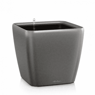 Купить Кашпо Lechuza Quadro without plug charcoal metallic 43x43x40 см по низкой цене