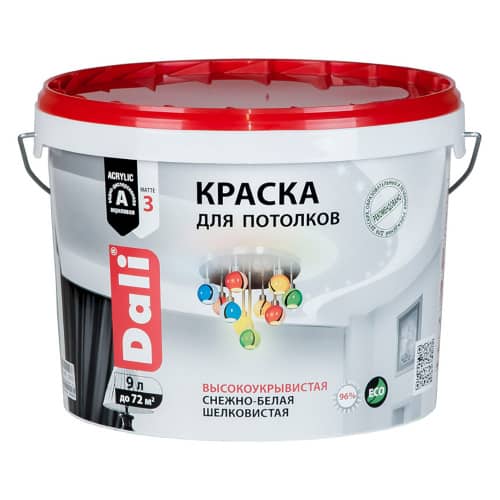 Купить Краска для потолков акриловая Dali Professional белая 9 л по низкой цене