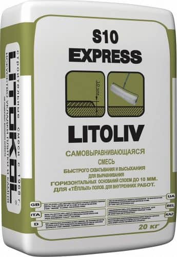 Купить Смесь LITOKOL Litoliv S10 Express самовыравнивающаяся для пола 20 кг по низкой цене