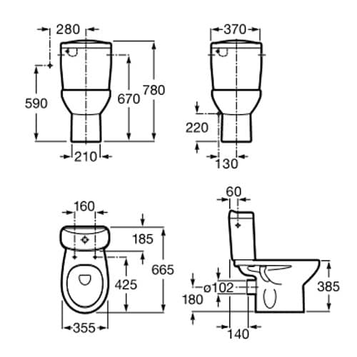 Купить Унитаз Roca Victoria (чаша, горизонтальный выпуск) напольный 342399000 по низкой цене