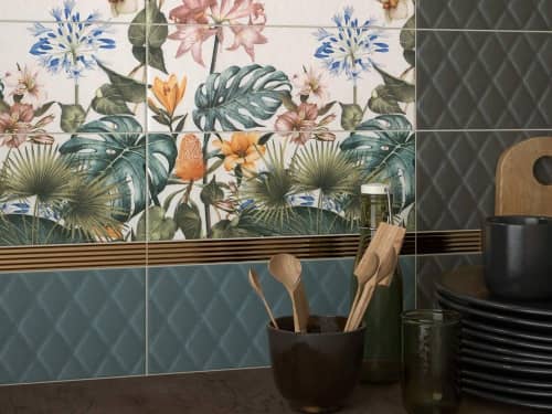 Купить Плитка Kerama Marazzi Зимний сад 15128 зеленая, структура 15х40 см по низкой цене
