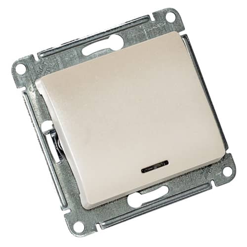 Купить Выключатель одноклавишный Schneider Electric Глосса с подсветкой без рамки перламутр по низкой цене