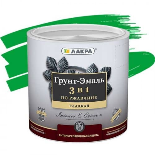Купить Грунт-эмаль Лакра 3 в 1 по ржавчине зеленая 1,7 кг по низкой цене