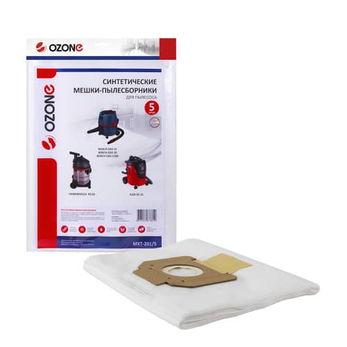Купить Мешок-пылесборник OZONE MXT-201/5 для профессионального пылесоса Bosch GAS15 5 шт по низкой цене