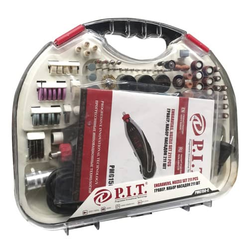 Купить Гравер P.I.T. PMG150-С 150 Вт + набор оснастки 211 предметов по низкой цене