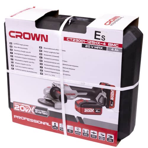 Купить Угловая шлифмашина аккумуляторная бесщеточная CROWN B3 Plus CT23001-125HX-4, 20 В 2х4,0 Ач Li-Ion 125 мм по низкой цене