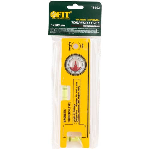 Купить Уровень магнитный пластмассовый FIT 20 см с угломером, 2 глазка по низкой цене
