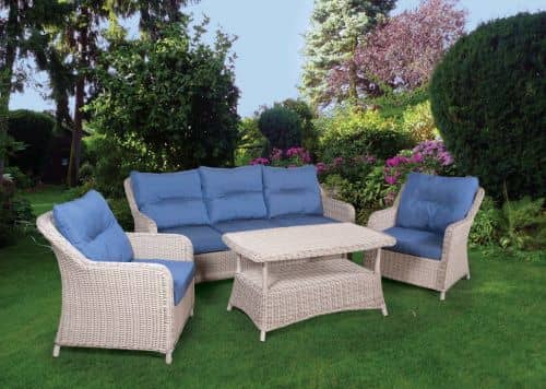 Купить Комплект плетеной мебели ТЕРРАСА Люкс РИО-ГРАНДЕ жгут 9677 + столик кофейный КОРФУ 122х65, с подушками по низкой цене