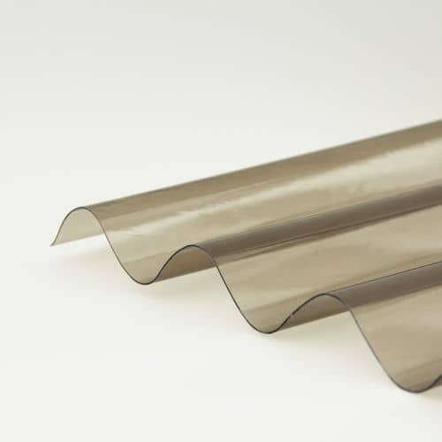 Купить Шифер ПВХ волновой, прозрачный, бронзовый, 2000х950х0,8 мм по низкой цене