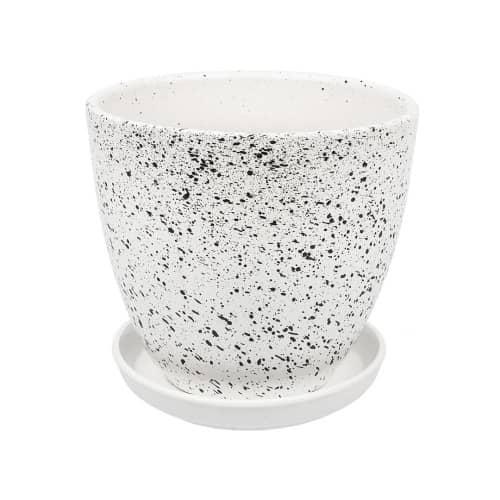 Купить Горшок керамический Терраццо с поддоном D17,5 см белый по низкой цене