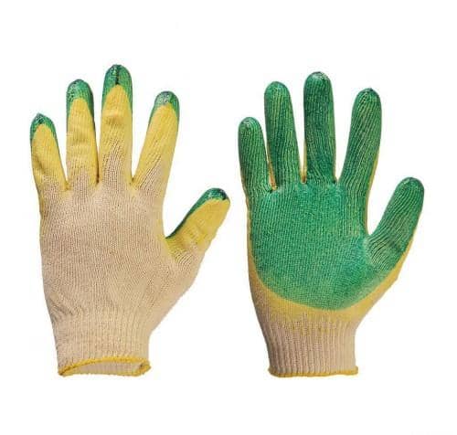 Купить Перчатки трикотажные с двойным латексным обливом, зеленый по низкой цене