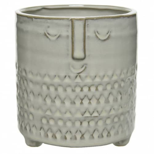 Купить Кашпо керамическое Лица цилиндр d14 см h15 см по низкой цене