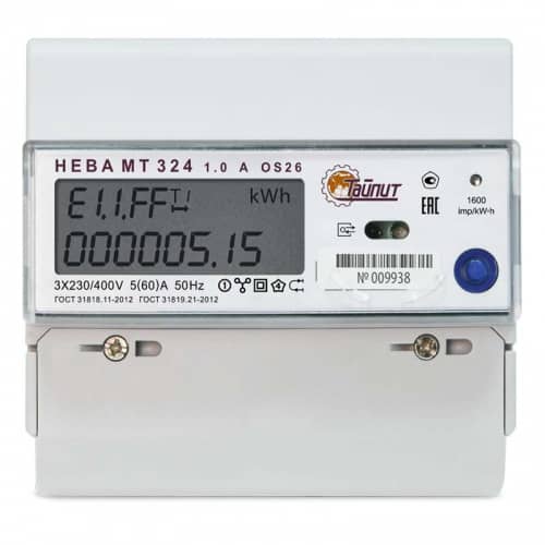 Купить Счетчик НЕВА МТ 324 1.0 A OS 26 3ф 5-60А 230В ЖКИ многотариф.; DIN-рейка Моск. вр. Тайпит 6118533 по низкой цене