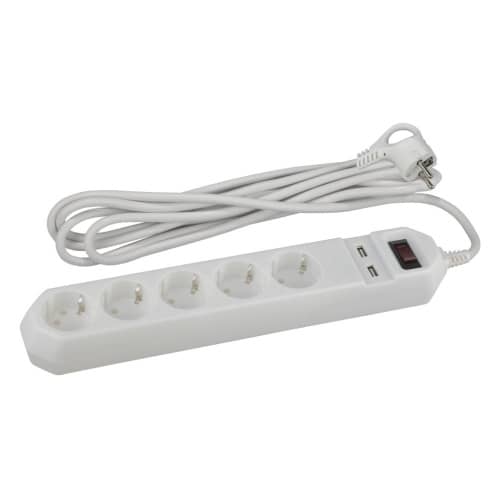 Купить Фильтр сетевой ЭРА USF 5 гнезд + 2 USB 1,5 м по низкой цене