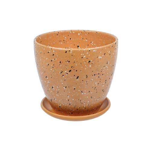 Купить Горшок керамический Терраццо с поддоном D13,5 см терракотовый по низкой цене