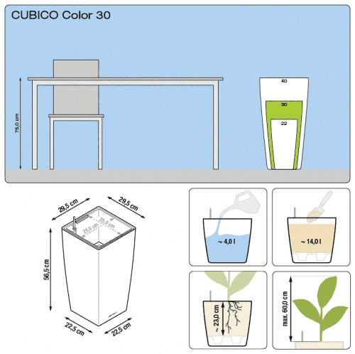 Купить Кашпо Lechuza Cubico Color 30 см по низкой цене