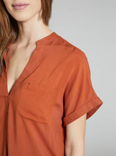 Купить Блузка Piazza Italia с карманами, красно-оранжевая по низкой цене