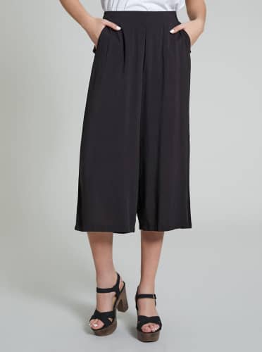 Купить Брюки-кюлоты Piazza Italia чёрные по низкой цене