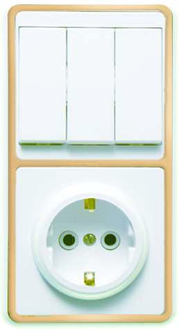 Купить Блок БКВР-033 Бэлла (3-кл. выкл. + розетка с заземл.) зол. Кунцево 5844 по низкой цене