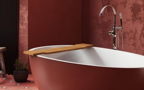 Купить Ванна Viva Lusso Spoon 2 каменная, отдельностоящая, красно-белая по низкой цене