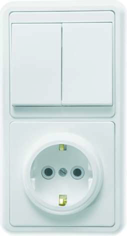 Купить Блок БКВР-032 Бэлла (2-кл. выкл. + розетка с заземл.) бел. Кунцево 5831 по низкой цене