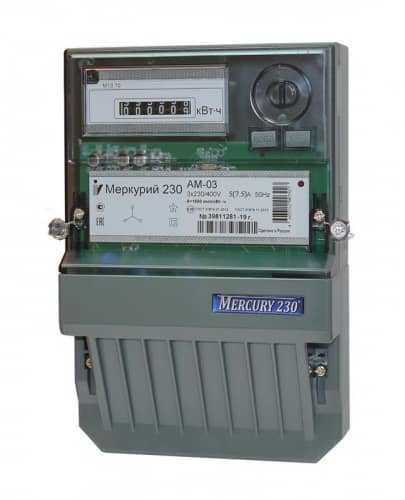 Купить Счетчик "Меркурий" 230 AM-03 3ф 5-7.5А 0.5s класс точн. 1 тариф. имп. вых. мех. винт Инкотекс 32429 по низкой цене