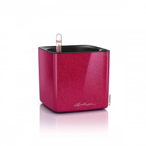Купить Кашпо Lechuza Cube Glossy Complete cherry pie high gloss glitter 14x14x14 см по низкой цене