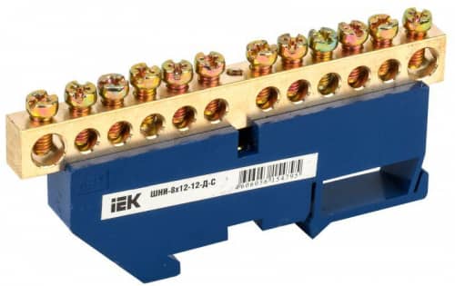 Купить Шина нулевая на DIN-изол. ШНИ 8х12-12-Д-С IEK YNN10-812-12D-K07 по низкой цене