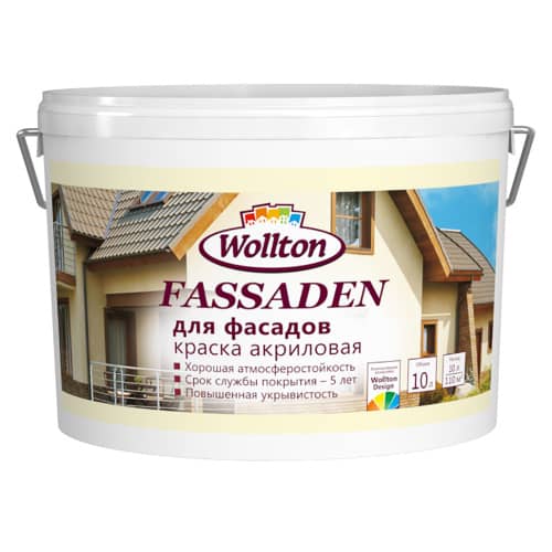 Купить Краска фасадная акриловая Wollton Fassaden белая 10 л по низкой цене
