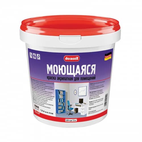 Купить Краска PUFAS Decoself для стен и потолков, в/д, моющаяся 0,97 л по низкой цене