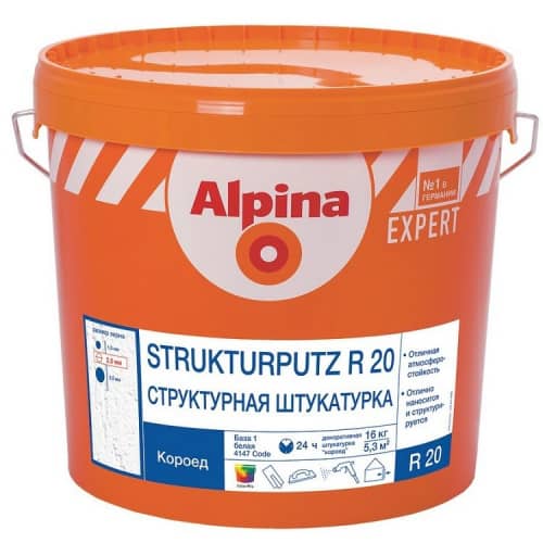 Купить Штукатурка Alpina Expert Strukturputz R20 декоративная короед 16 кг по низкой цене